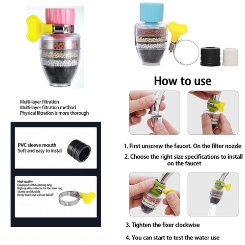 Multi-Layer Activated Carbon Water Faucet Filter (Assorted Color) | (Buy 1 Get 1 free) 🔥